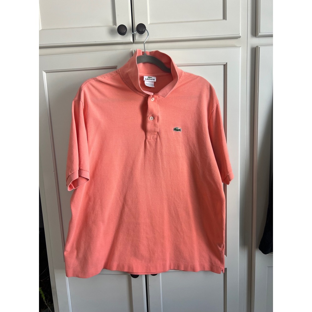 Lacoste‎ Mens Short Sleeve Cotton Pique Polo Shirt Coral Pink Size XL 5191L